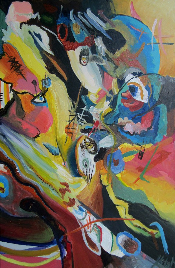 Abstract painting done after Kandinsky by Katie Mayo 