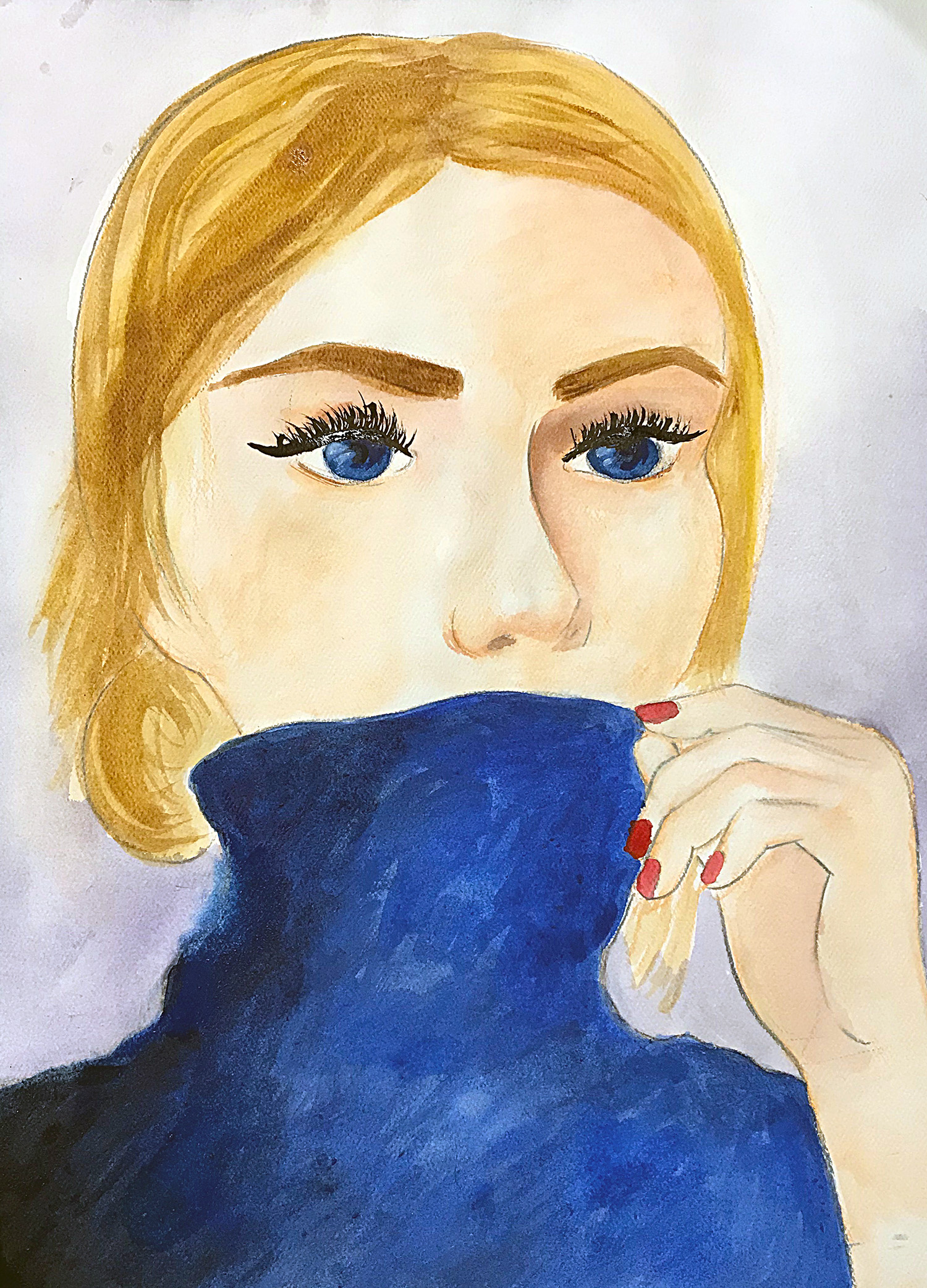 Portrait, watercolors by Irina